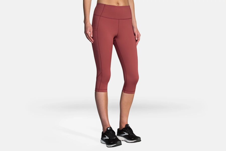 Womens Brooks Method 1/2 Crop Tight Bottoms Terracotta Print | 423081-UGC